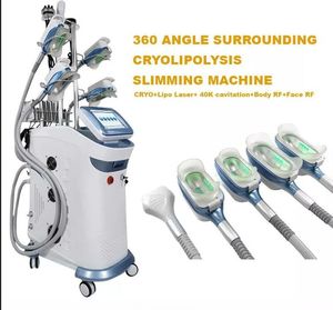 Uso clínico 5in1 cryo adelgazamiento congelación Tech Cool Lipolysis Fat Freeze Máquina de liposucción Cavitación RF Lipo Body Slimming Sculpting Fat Loss Equipment