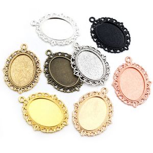 10 -stcs 18x25mm binnenste maat 8 kleuren vintage stijl cameo cabochon base setting hanger ketting bevindingen sieraden makelie bevindingen componenten sieraden sieraden