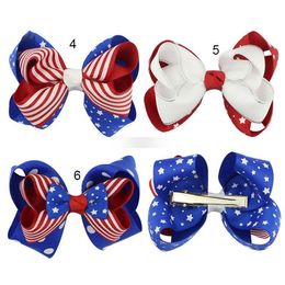 Clipvlagafdruk Bronrettes Bow of Hair Accessories Swallowtail met Amerikaanse juli Day Independence Kids Hairspins 4th FSVWS