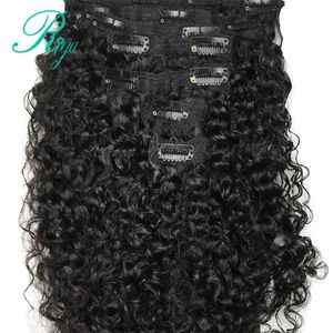 Clip dans 100% cheveux humains pour les femmes noires Curly Ins Natural Couleur 8 pièces et 120gset Remy Brazilian 240401