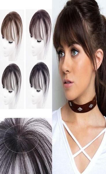 Clip en Flequillo Cabello humano Extensiones de cabello con flecos 3D Hecho a mano 360 ° Invisible Natural Topper Flequillo Hair1553248