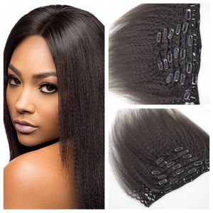 Clip dans l'extension de cheveux 120g 7pcs 4a, 4b, 4c Extensions de cheveux yaki italiens de couleur naturelle G-EASY