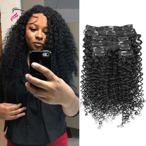 Clip in hair extensions voor zwarte vrouwen Maleisische krullend menselijk haar 120 g hoge kwaliteit onverwerkte haar 8-30 inch op voorraad