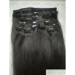 Clip dans les extensions de cheveux Promotion Prix 70G 100G 120G 140G 160G Extension humaine droite Remy Noir Brun Blond pour le choix de couleur 14 2 Dhian