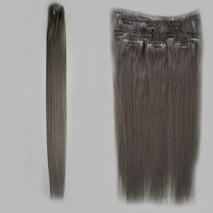 Clip In Human Hair Extension 8 Pcs/Set ash blonde hair extensions 100g/Set grey clip in hair extensions