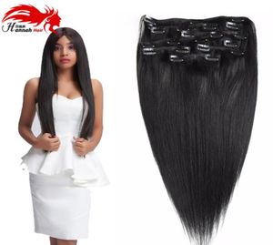 Clip en extensiones de cabello humano 100 Real Remy grueso verdadera doble trama cabeza completa 8 piezas recta sedosa6528740