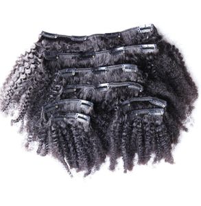 Clip-in human hair extensions 100g natuurlijke kleur Afro kinky clip-ins 8 stuks Afro-Amerikaanse clip-in human hair extensions4898960