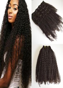Clip dans les extensions de cheveux humains Afro crépus bouclés mongol cheveux pince ins pour afro-américain FDSHINE HAIR7548746