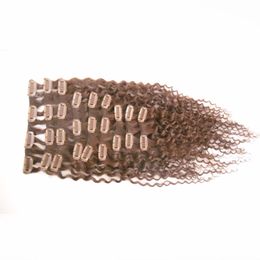 Clip in menselijke hair extensions kinky krullend volledige hoofd set 9 stks 100 g machine gemaakt remy haar clip ins 100% menselijke haarverlenging