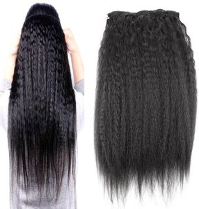 Clip en extensiones de cabello humano Brasil Brasil Remy Cabello Kinky Rench Clipins 10pcs 100 g de yaki grueso Clip en cabello humano Extens1389949