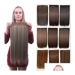 Clip In / On Hair Extensions 24 Mti-Colored Cinq Clips En Morceaux Droite Lisse Résistant À La Chaleur Synthétique Drop Livraison Produits Dhcgt
