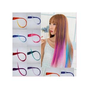 Clip in/on Hair Extensions Fashion Women Girls Girls Mticolor Long Straight Synthetic In on Obre 52cm Colorf Drop Delivery Products OTRSP