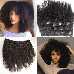 Clip In / On Extensions de cheveux Mongol Virgin Afro-Américain Afro Kinky Curly dans les clips noirs naturels humains Ins G-Easy Drop Delivery Pr Otbjx