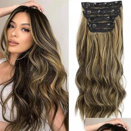 Clip In/On Hair Extensions Synthetisch In Body Wave Mechanisme Clips Op 1B 99J P85/613 6A Drop Delivery Producten Dhrdz