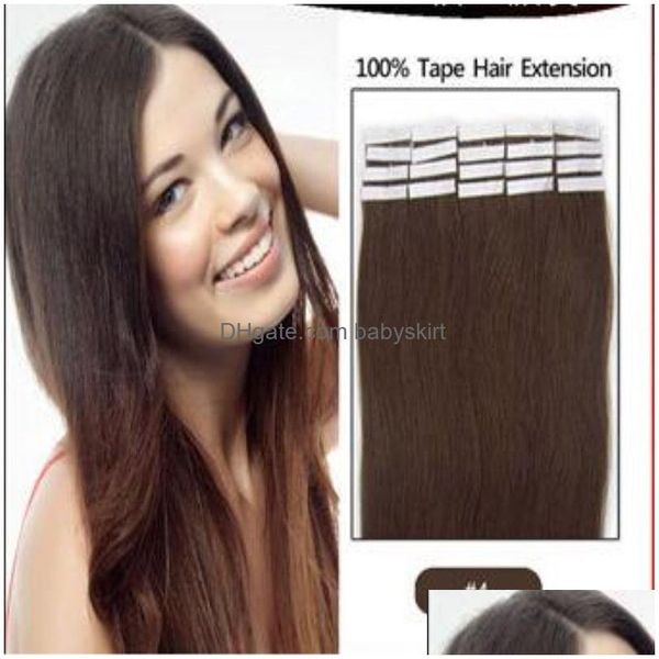 Clip en / en extensiones de cabello de calidad superior 50g 20pcs 25pcs pegamento piel trama pu cinta en humano 18 20 22 24 pulgadas extensión india brasileña 11340 dhcoa