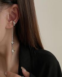 Clip MENGJIQIAO coréen mode Design asymétrique étoile Clip boucles d'oreilles pour les femmes à la mode en métal cercle pas de Piercing lage oreille bijoux5405349