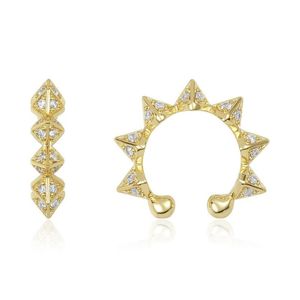 Clip-on Vis Retour 1 Pièce Pas de Piercing Oreille Manchette Micro Pave Cz Or Argent Couleur Spike Cercle Cip Sur Boucle D'oreille