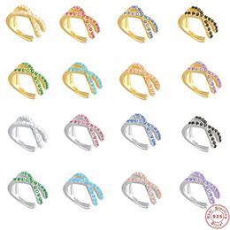 Clip-on Screw Back 100% S925 Sterling Silver Clip On Earring Colorful Micro Pave Zircon Non Pierced Cuff Boucles d'oreilles Coréen Earcuff Pendiente