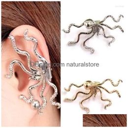 Clip-on schroef rug ruggen oorbellen 1 stuk vrouwen vintage octopus vorm oor clip oorrang punk bot mode sieraden drop levering dhmsr