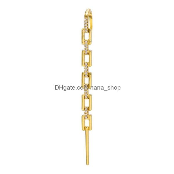 Boucles d'oreilles à dos vissé à clipser 1Pc Surround Auricle Diagonal Stud Cuivre Incrusté Zircon Piercing Oreille Aiguille Wrap Cler Crochet Pour W Dhiso