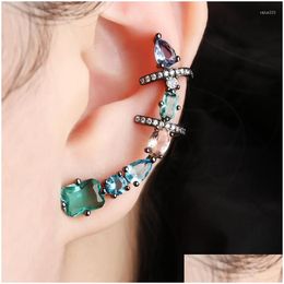 Clip-On Tornillo Back Backs Pendientes 2023 Cobre Colorf Cubic Zirconia Clip Simple Joyería de Moda Pendiente Mujer Boda Fiesta Regalo Wo Dhxon