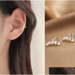 Clip-On Vis Back Backs Boucles d'oreilles Véritable 925 Sterling Sier Perle Non Percé Charme Clip D'oreille Pour Femmes Fille Bureau Party Cuff Juif Otvsj