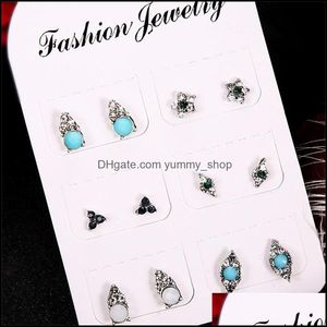 Clip-on schroef terug bohemia hart kwaadaardige Turkse oog mini stud oorbellen set gouden sier crystal earring voor vrouwen kleine mix sierlijke eari dhiy8