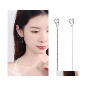 Clip-On Vis Retour Clipon Simple Style Boîte Chaîne Ligne Gland Femmes Goutte Piercing Boucles D'oreilles Avec Clip Manchette Cler Crochet Mince Mini Tendance Dhfbs