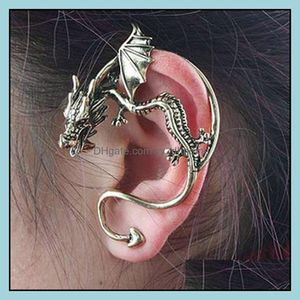 Clip-On Vis Dos Oreilles Menottes Rétro Vintage Sier Bronze Punk Tentation Dragon Bite Oreille Cuff Clip Wrap Boucle D'oreille Cip Sur Ea Yydhhome Dhczu