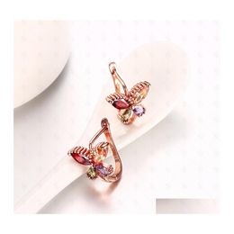 Clip-on Screw Back Factory Prijs Groothandel 18k Rose Gold Golde Charm Butterfly Clip oorbellen met zirkoon Fashion Party Gift Jewel Dhmjn