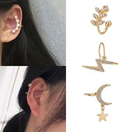 Clip-on Screw Back Fashion Leaf Clip Earring voor vrouwen zonder piercing Puck Rock Vintage Crystal Ear Cuff Girls Sieraden Gifts