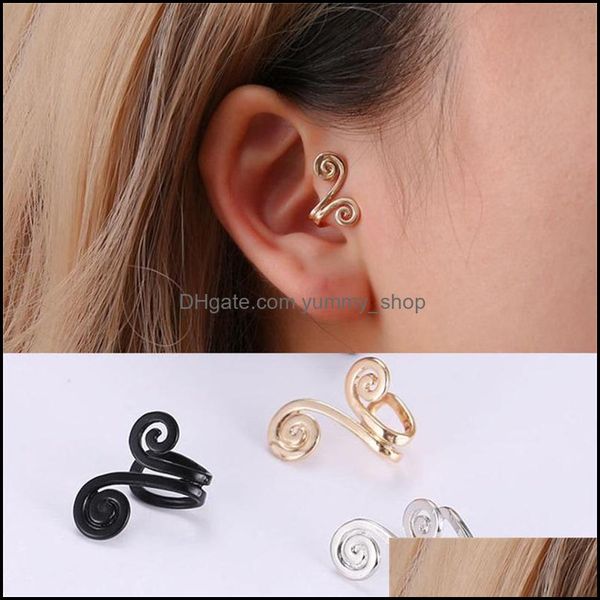 Clip-On Vis Retour Mode Plaqué Or Clip Boucle D'oreille Pour Les Femmes Sans Piercing Cartilage Puck Rock Vintage Oreille Manchette Filles Bijoux Dhfmi