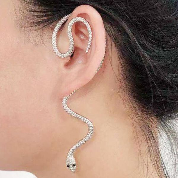 Clip-on Tornillo Volver Moda Estilo Punk Twining Serpiente Forma Pendientes Stud Cuff Para Mujer Joyería 1PCClip-on