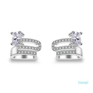 Pendientes de Clip de cristal simples a la moda con tornillo de Clip para mujer, Material de cobre de alta calidad, regalo de joyas de fiesta