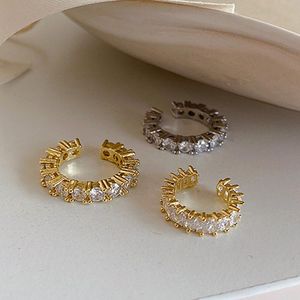 Clip-on schroef terug goud zilveren kleur volledige CZ Crystal Ear Cuff Clip op oorbellen voor vrouwen niet-doorboorde neppiercing oordopje sieraden
