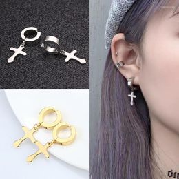 Clip-on schroef terug hangende oorbellen voor tieners nep oor piercing kruisen drop roestvrij stalen clip oorr earring jwelry vrouwen 2022clip-on odet22