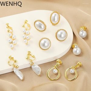 Boucles d'oreilles à clipser en forme de perle simulée de haute qualité non percées pour les femmes de luxe mode manchette fête d'anniversaire oreille Mill22
