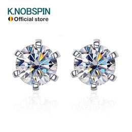 Clip-on Screw Back KNOBSPIN 1ct Pendientes para mujer Joyería fina de boda con GRA s925 Sterling Sliver Plated 18k White Gold Stud Earring 230609