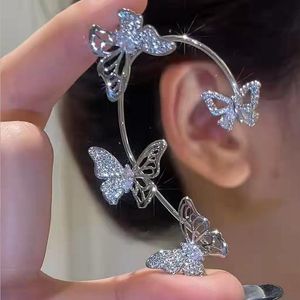 Clip-on schroef terug Koreaanse glanzende vlinderoorclip zonder piercing oorbellen voor vrouwen bruiloft sieraden mode wrap manchetten bruid hook wildc