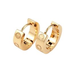 Clip-On Vis Retour Luxe Femmes Mode Boucles d'oreilles Designer Earing Orecchini Titanium Acier 18K Rose Gold Love Stud Jewel exquis Dhcpi