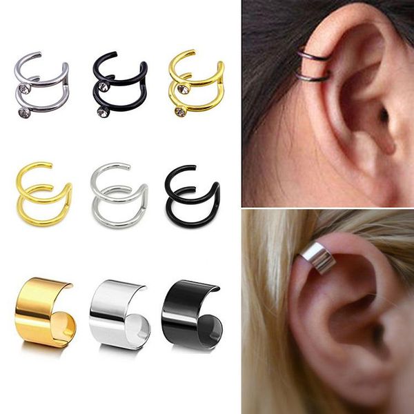 Clip-on Vis Retour Pièce Punk Homme/Femmes En Acier Inoxydable Clip D'oreille Faux Boucle D'oreille Manchette Wrap Boucles D'oreilles Pas De Piercing-Clip Sur Cartilage JewelryClip