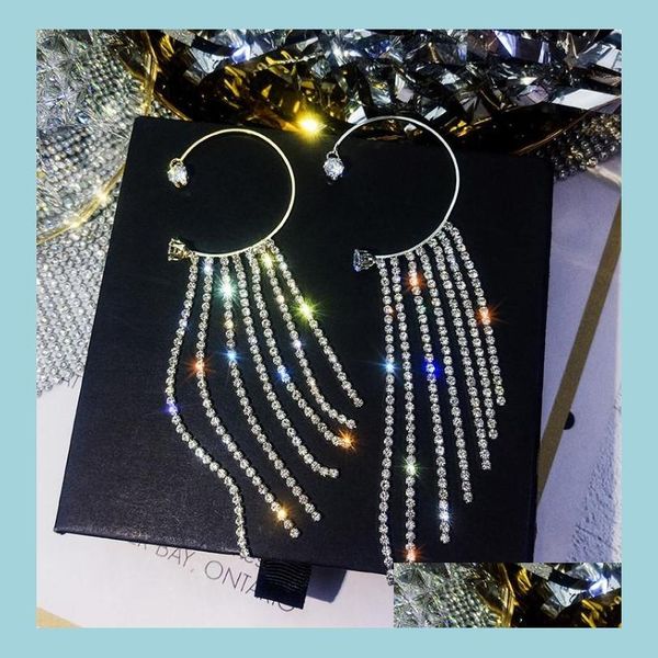 Clip-On Vis Retour Vis Retour Doux Exquis Étincelant Zircon Gland Clip Sur Boucles D'oreilles Pas Percé Strass Oreille Manchette Boucle D'oreille Pour Wo Dhzkq