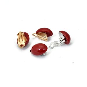 Clip-on tornillo trasero Simple rojo blanco Oval Clip pendientes para mujer joyería geométrica no perforada resina oreja manguito pendiente sin PiercingClip