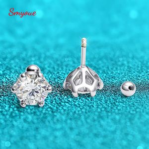 Clip-on Schroef Terug Smyoue 8mm D Kleur 2.0 Karaat 100% Stud Oorbellen voor Vrouwen Schroefdraad Oorstekers 925 Zilveren Sieraden Pass Diamond Test 230609