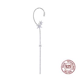 Clip-on Vis Retour Flocon De Neige Longues Boucles D'oreilles S925 Argent Lady Lumière De Luxe Personnalité Gland Tempérament Bijoux