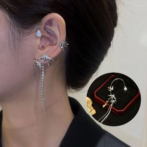 Clip-on schroef terug sprankelend zirkoon vogel lange kwik oorbellen ooromslag bengige manchet niet-piercing sieraden kerstcadeau voor womenclip-on od