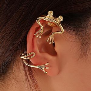 Clip-on Vis Back Trendy Frog Bite Ear Cuff Boucles d'oreilles pour les femmes Hip Hop Punk Metal Animal No Piercing Clip On Earring JewelryClip-on