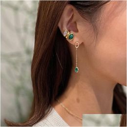 Clip-On Vis Retour Vintage Mode Nouveau Style Malachite Cats Eye Stone Collision Oreille Clip Boucles D'oreilles Qualité Femelle Accessoires Bijoux D Otobm