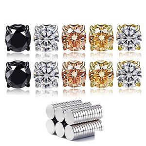 Clip-On Vis Retour Zircon En Acier Inoxydable Aimant Clip Sur Boucles D'oreilles Stud Pas De Diamant Percé Goujons D'oreille Pour Femmes Hommes Hiphop Mode F Dhpfk