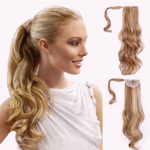 Clip Paardenstaart Haarextensies Synthetische Krullende Golvende Haar Stukken 24 inch 120G Drawingring Pony Tails Damesmode